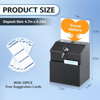 KYODOLED Suggestion Box with Slot and Lock, Acrylic Sign Holder, Black - color: Black-02, size: 8 x 5.7 x 7 Inch