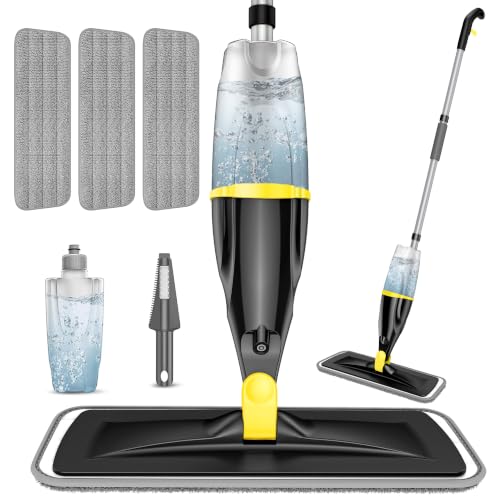Hardwood Floor Mops for Floors Cleaning: Spray Mops Wet Dust Mop Refillable - color: Yellow/Black