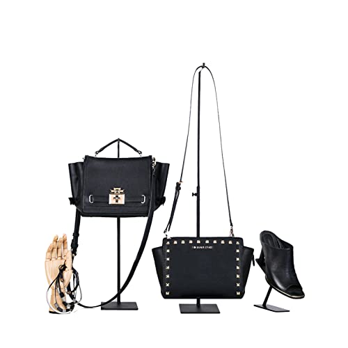 Purse Display Stand - 2 Pack Solid Black Bag Display Rack Stands, Counter Adjustable Height Stainless Steel Purse Handbag Holder Display Stand - color: Black