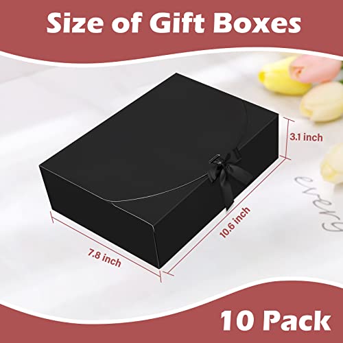 BoShahai 10 PCS Black Gift Boxes with Lids 10.6x7.8x3.1 Inch Proposal Box - color: Black, size: 10.6x7.8x3.1 Inch