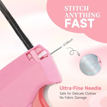 Stitch Gun for Clothes,Handheld Stitching Quick Clothing Fixer,No Sew Hemming Tool,Mini Single Sewing Fabric Stapler,Temporary Sticky Hem Fix Tack Gun,Includes 6 Needles,5000 Micro Fasteners
