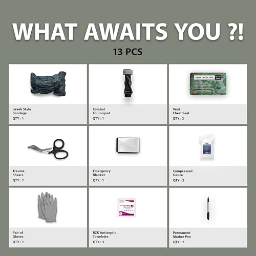 ASA Techmed Bleeding Control Kit | Gunshot Wound Trauma Kit | Comprehensive Bleed Stop Kit | IFAK Refill for Traumatic Blood Loss Emergencies - Ideal for Road Accidents | Active Shooter Prepper