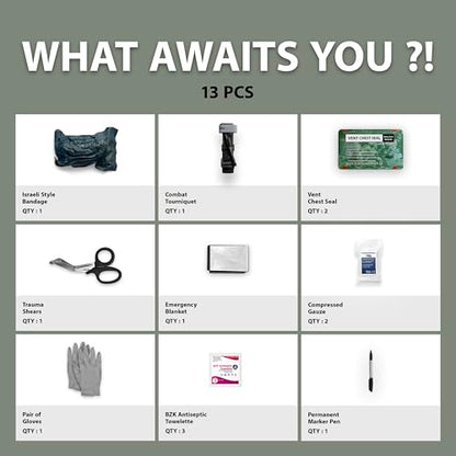 ASA Techmed Bleeding Control Kit | Gunshot Wound Trauma Kit | Comprehensive Bleed Stop Kit | IFAK Refill for Traumatic Blood Loss Emergencies - Ideal for Road Accidents | Active Shooter Prepper