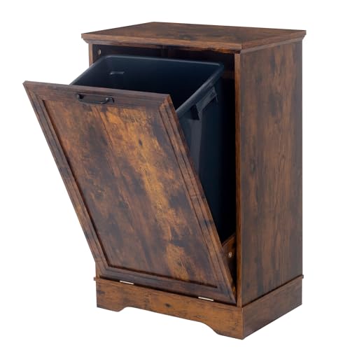 13 Gallons Tilt Out Trash Cabinet, Rustic Brown - color: Rustic Brown