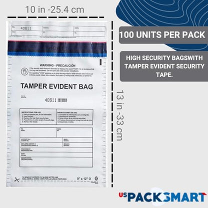 10"x13" Opaque Plastic Deposit Bags with Security Tape Tamper Evident - Secure Bank Deposits, Cash Handling, & Currency Transport | Self-Sealing Tape with Hidden Graphics | 100-Pack - color: Opaque, size: 10"x13"