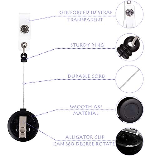 QREEL Badge Reel, ID Badge Holder Retractable Clip, Black, Bulk 100 Pack - color: Black, size: 100 Pack