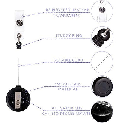 QREEL Badge Reel, ID Badge Holder Retractable Clip, Black, Bulk 100 Pack - color: Black, size: 100 Pack