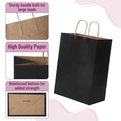 Mr. Pen- Paper Gift Bags with Handles, 32 Pack, 7.6" x 4.7" x 10.6" - color: Black, size: 32 Pack