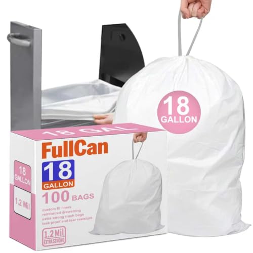 18 Gallon Drawstring Trash Bags, Heavy Duty Large Kitchen Garbage Bags, Leak Proof & Tear Resistant Tall Trash Can Liners Fit 13-18 Gallon Trash Can 100 Count - color: for Code Q 100