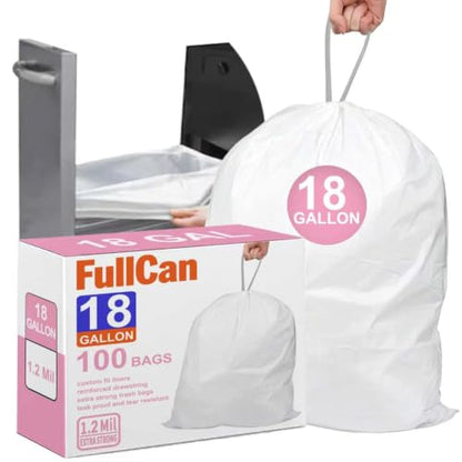 18 Gallon Drawstring Trash Bags, Heavy Duty Large Kitchen Garbage Bags, Leak Proof & Tear Resistant Tall Trash Can Liners Fit 13-18 Gallon Trash Can 100 Count - color: for Code Q 100