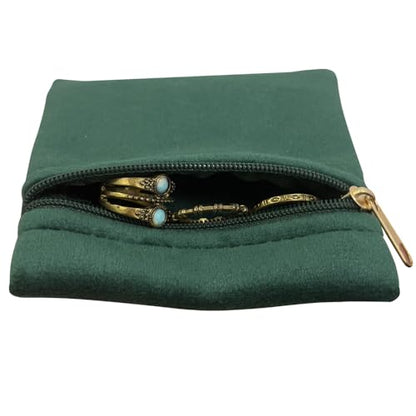 8pcs Small Velvet Jewelry Pouches with Zipper Gift Bags for Bracelet Necklace,Ring,Earrings,Earphone,Wedding Favors, Party Favors,Travel,3.94" X 3.94" (Green) - color: Green