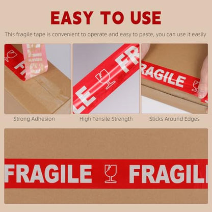 Ipetboom Fragile Warning Tape for Shipping and Moving Boxes, 1 Roll 109Yard