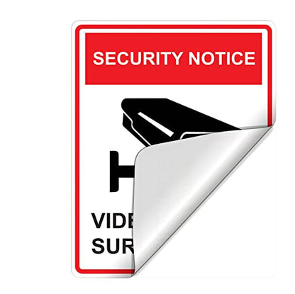 dealzEpic - 24 Hour Video Surveillance Warning Sign Sticker - Self Adhesive Peel and Stick Vinyl Decal - 3.94 x 3.15 inches | Pack of 4 Pcs - color: 24hr Video Surveillance Sign