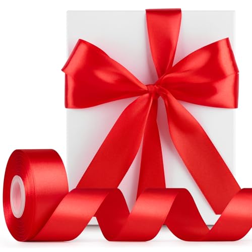 Mauproy Red Satin Ribbon, 1-1/2 Inch, 50 Yards - color: Red
