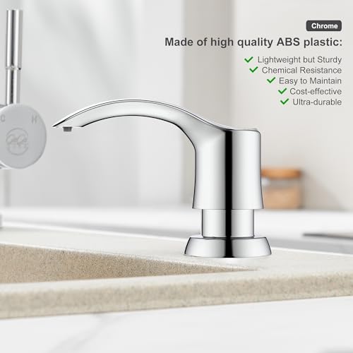 GAGALIFE Kitchen Sink Soap Dispenser with 17 Ounce Large Bottle, G080C - color: Chrome, size: with Bottle
