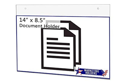 Marketing Holders 25 Pack Wall 14" x 8.5" Sign Holder with 2 Predrilled Holes and Hanging Hardware for Notices and Emergency Contact Numbers in Public Spaces Malls and Retail Shops Clear Acrylic - size: 14" w x 8.5" h
