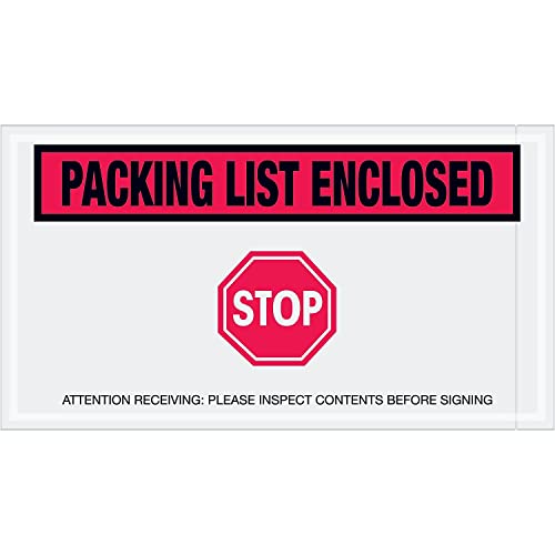 5 1/2 x 10" Red "Packing List Enclosed - Stop" Envelopes