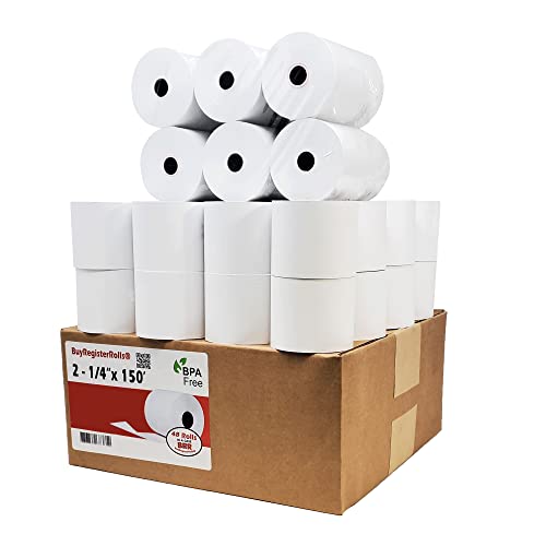 2 1/4 in x 150 ft Calculator Paper Rolls (50 Rolls – 55 GSM) 2.25" x 150' Adding Machine Tape 1-Ply Bond Receipt Paper for El-1750 1801 P23 XE A155 A152 A150 A130 ERC 340 380 322 ER 250 220