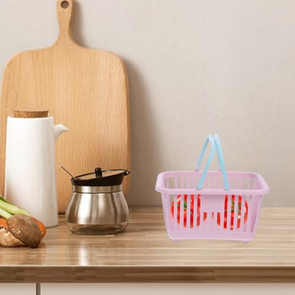 Cabilock Handheld Shopping Basket Plastic Storage Basket for Toys Home Sundries and Fruit Portable Grocery 6.29 X 5.11 X 3.14 in 2 Pack