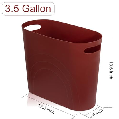 rejomiik Small Bathroom Trash Can, 3.5 Gallon Slim Garbage Can, Red - color: Red, size: 1 pack