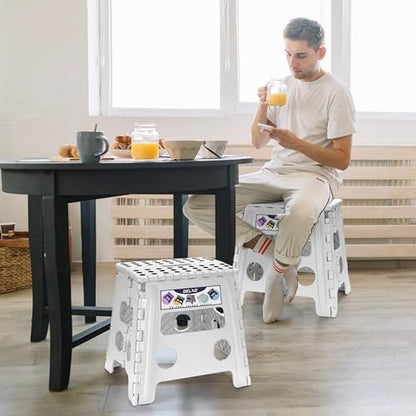 Delxo Folding Step Stool 13 Inch,300 Lbs Step Stool for Adults White - color: White, size: 13 Inch