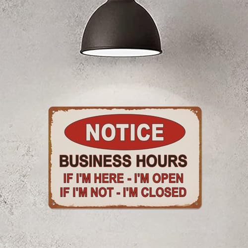Notice Business Hours Open And Closed Sign Aluminum Metal Sign Posters 8x12 Inch For Living Room Bedroom Bathroom Decoration