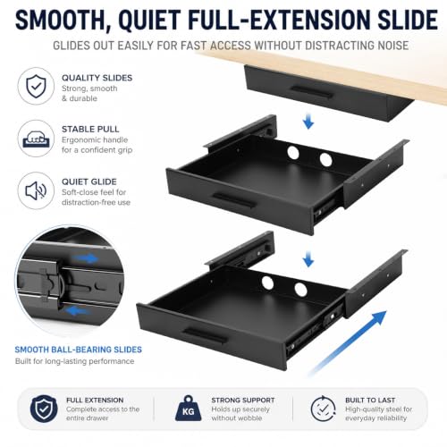 Menkxi 16 x 12 in Under Desk Drawer,Slide out Storage Organizer Heavy Duty - size: 16 x 12 in