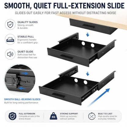 Menkxi 16 x 12 in Under Desk Drawer,Slide out Storage Organizer Heavy Duty - size: 16 x 12 in