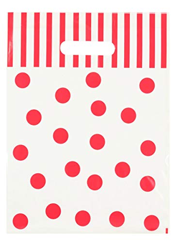 ORAPACK 9x12 White Die Cut Handle Bags with Red Dots 50/cs - color: Red, size: 1 Count (Pack of 50)
