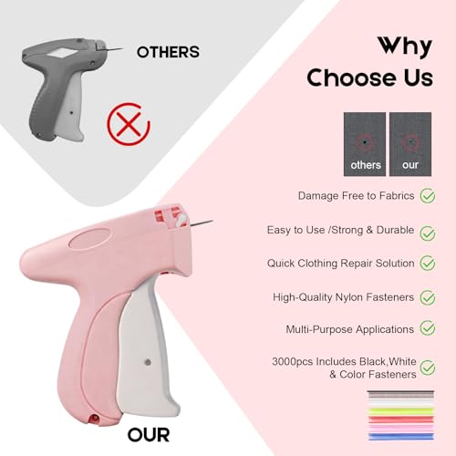 Stitch Gun for Clothes, Handheld Quick Clothing Fixer - color: Pink