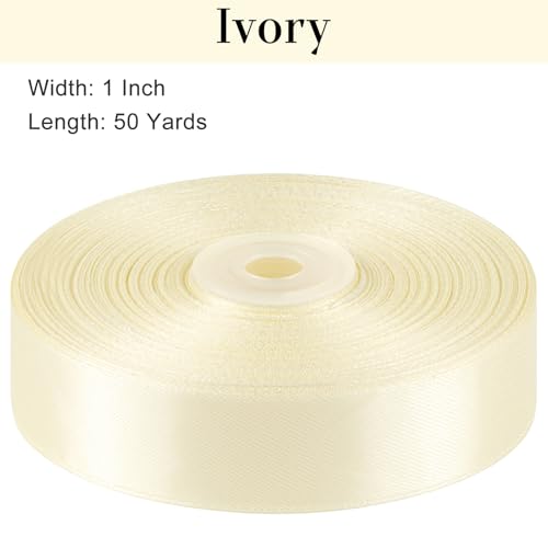 Ivory Satin Ribbon, 1 Inch, 50 Yards - color: ivory