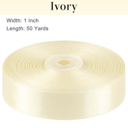 Ivory Satin Ribbon, 1 Inch, 50 Yards - color: ivory