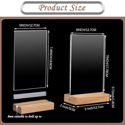 Vinsot 24 Pack 5 x 7 Inches Clear Acrylic Sign Holder with Wood Base - color: Clear, size: 5 x 7 inches