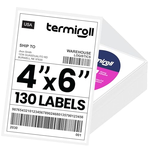 4x6 Thermal Labels, Shipping Stickers 130 Labels/Fanfold Perforated, Compatible with Rollo, Zebra, iDPRT, Munbyn & More Direct Thermal Printers, Strong Adhesive for Small & Medium Business - size: 4x6 - 1 Stack | 130 Labels