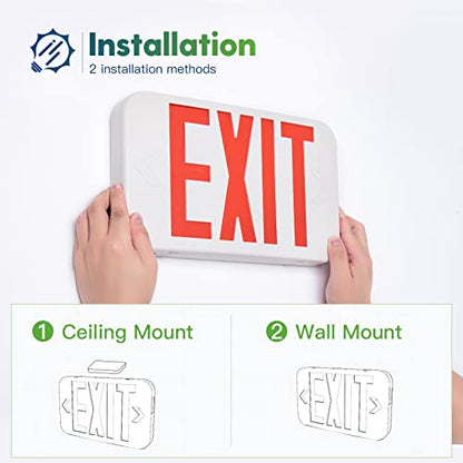 Freelicht 4 Pack Commercial Red Double-Sided LED Exit Sign 90 Min Backup - color: red, size: 4 Pack