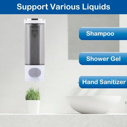 White Wall Mounted Hand Soap Dispenser,Single Shampoo/Conditioner Organizer - color: White