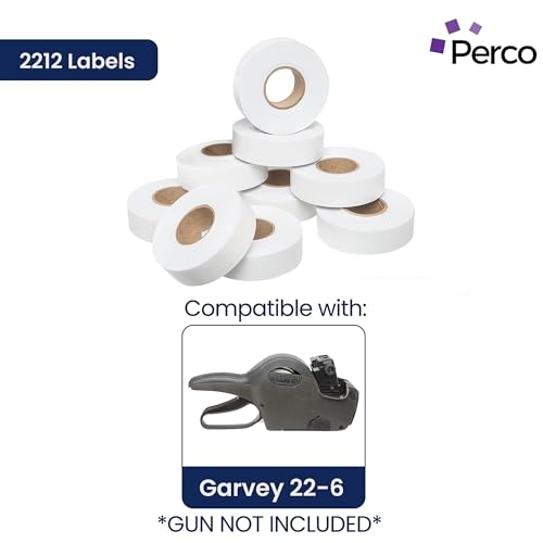Perco White Price Marking Labels - 110,000 Blank Labels for Garvey 22-6/22-7/22-8 Price Gun with Ink Rolls Included - 90 Rolls, 10 Sleeves - Made in USA - color: White, size: 10 Sleeves