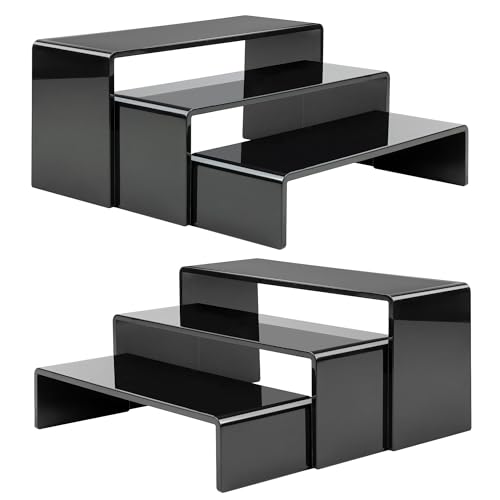ANDGOO 6 Pcs Acrylic Display Risers, 2 Set(7.9”L-8.3”L-8.7”L), Black - color: Black, size: 6Pcs (7.9”L~8.3”L~8.7”L)