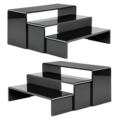ANDGOO 6 Pcs Acrylic Display Risers, 2 Set(7.9”L-8.3”L-8.7”L), Black - color: Black, size: 6Pcs (7.9”L~8.3”L~8.7”L)