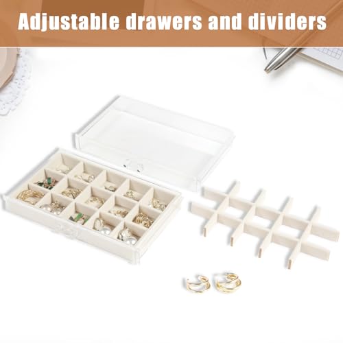 GUOER Earring Organizer 5 Drawers Acrylic Jewelry Box for Women, Warm White - color: Warm White