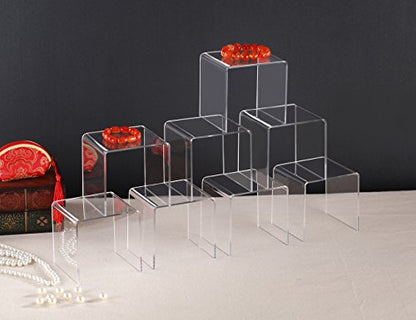 Jusalpha® 8 PC 5'' Clear Acrylic Risers, Retail Display Risers Shelf - size: 5x5x5 Inches