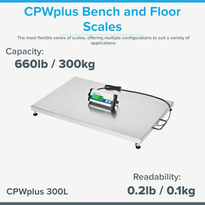Adam Equipment CPWplus 300L - CPWplus Bench and Floor Scales - Capacity: 660lb / 300kg, Readability: 0.2lb / 0.1kg - size: 300L Large Platform Floor Scale, 300kg Capacity and 100g Readability