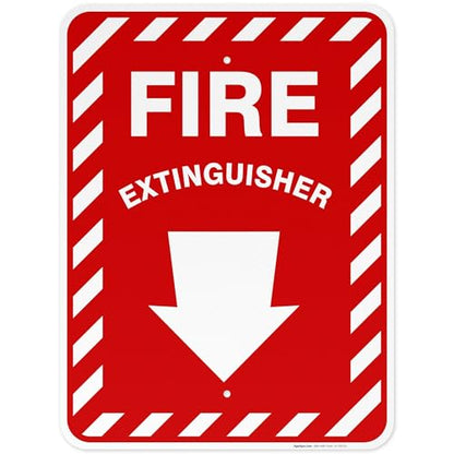 Fire Extinguisher Sign, with Down Arrow - size: 18x24 Reflective