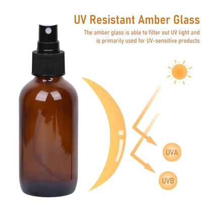 Jaisie.W 4 oz Amber Glass Spray Bottles 24 Pack, Leakproof Small Refillable - color: 24 Pack, size: 4 fl.oz