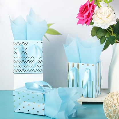 Tenare 12 Pcs Small Gift Bags Bulk,7 x 4 x 9 Inch,Light Blue Gold - color: Light Blue Gold, size: 7 x 4 x 9 Inch