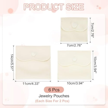 PATIKIL Velvet Jewelry Pouches, 6 Pcs Jewelry Packaging Gift Bags with Snap Button for Bracelet Rings Watch Necklace, (3"x3"/4"x4"/4"x5") White - color: White, size: (3"x3"/4"x4"/4"x5")