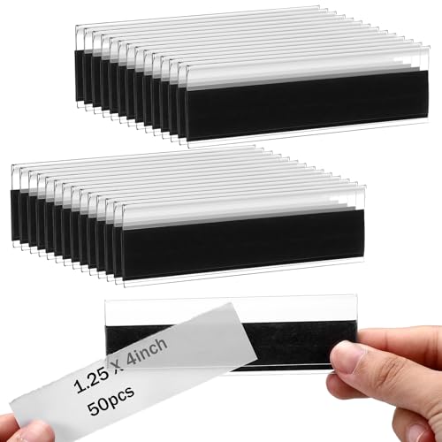 Fainne 50 Pcs Magnetic Shelf Label Holders, 1.25 x 4 Inches - size: 1.25 x 4 Inches