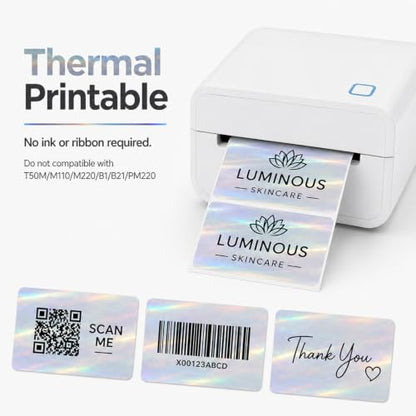 Holographic Silver Thermal Label 2 × 3 Inch Vinyl Sticker 200 PCS - color: Holographic Silver, size: 2 × 3 Inch