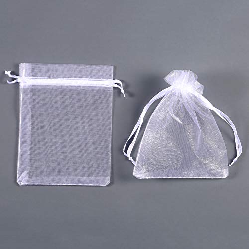 Mudder Organza Gift Bags Wedding Favour Bags Jewelry Pouches, Pack of 100 (4 x 4.72 Inch, White) - color: White
