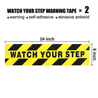 Boao 2 Pieces Watch Your Step Floor Stickers Anti Slip Abrasive Safety